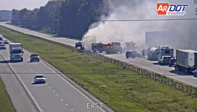 Semi-truck fire shuts down I-40 eastbound in Arkansas